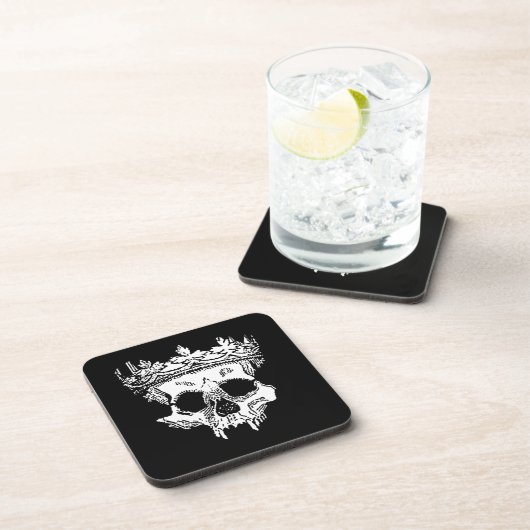 Creepy Skeleton hoofd op een Hard plastisch onderz Bier Onderzetter (Rechterzijde)