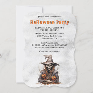 Creepy Skeleton Jack O'Lanterns Halloween Party Kaart