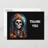 Creepy Skeleton & Pompoenen Halloween Dank u Briefkaart (Voorkant / Achterkant)
