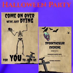 Creepy Skeleton Spooktacular Halloween Party Kaart