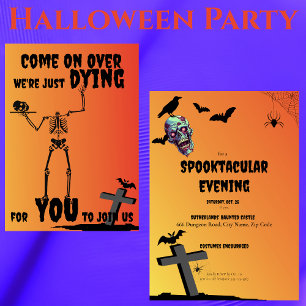 Creepy Skeleton Spooktacular Halloween Party Kaart