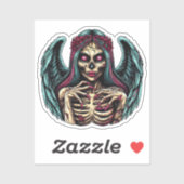 Creepy Skeleton Zombie Angel Dark Fantasy Art Sticker (Vel)