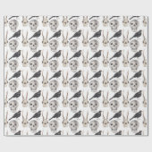 Creepy Skull Black Raven Crow Cadeaupapier (Vlak)