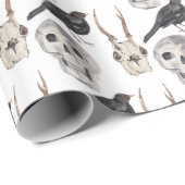 Creepy Skull Black Raven Crow Cadeaupapier (Rol Hoek)