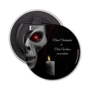Creepy Skull Candle Gothic Spider - Dark Moody Button Flesopener