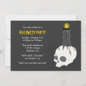 Creepy Skull Candle Halloween Party Invitations Kaart (Voorkant)