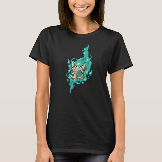 Creepy Skull Cat T-shirt (Voorkant)