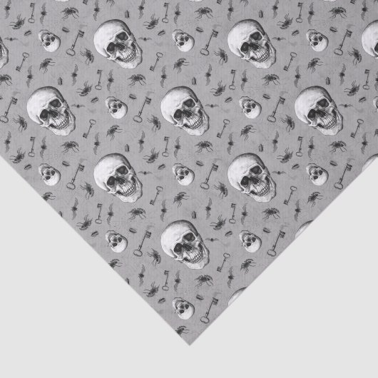 Creepy Skull en Spiders Pattern Halloween Tissuepapier (Detail)