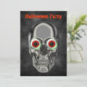 Creepy Skull Eyeball Halloween Invitation Kaart (Staand voorkant)