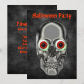 Creepy Skull Eyeball Halloween Invitation Kaart (Voorkant / Achterkant)