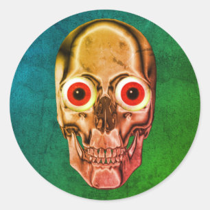 Creepy Skull Face Eyeball Halloween Ronde Sticker