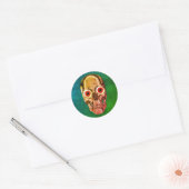 Creepy Skull Face Eyeball Halloween Ronde Sticker (Envelop)