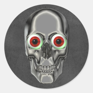 Creepy Skull Face Eyeball Halloween Ronde Sticker