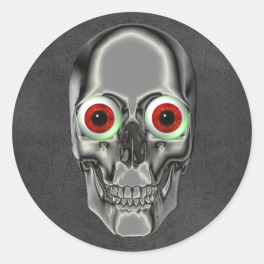 Creepy Skull Face Eyeball Halloween Ronde Sticker (Voorkant)