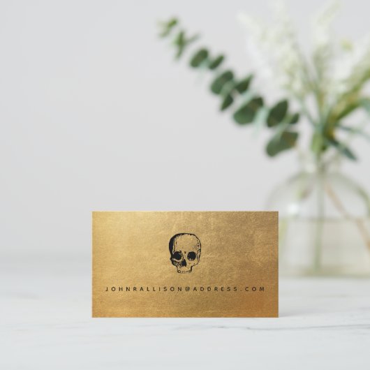 Creepy Skull Gold Visitekaartje (Staand voorkant)