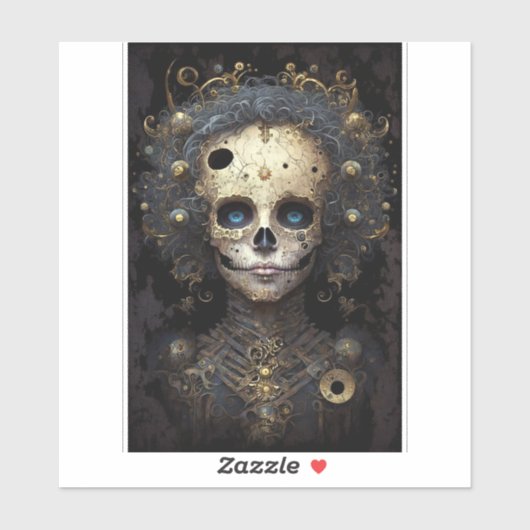 Creepy Skull Gothic Dark Fantasy Art Sticker (Vel)