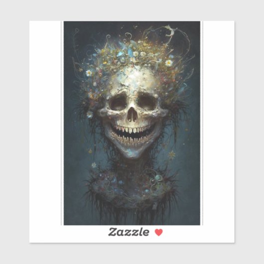 Creepy Skull Gothic Dark Fantasy Art Sticker (Vel)