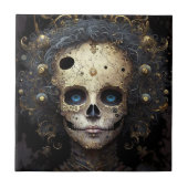 Creepy Skull Gothic Dark Fantasy Art Tegeltje (Voorkant)
