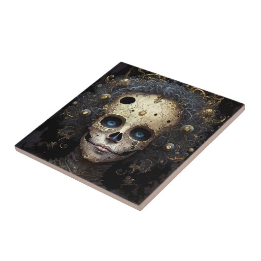 Creepy Skull Gothic Dark Fantasy Art Tegeltje (Zijkant)