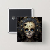 Creepy Skull Gothic Dark Fantasy Art Vierkante Button 5,1 Cm (Voorkant /achterkant)