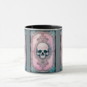 Creepy Skull Groen en Roze Halloween Mok (Midden)