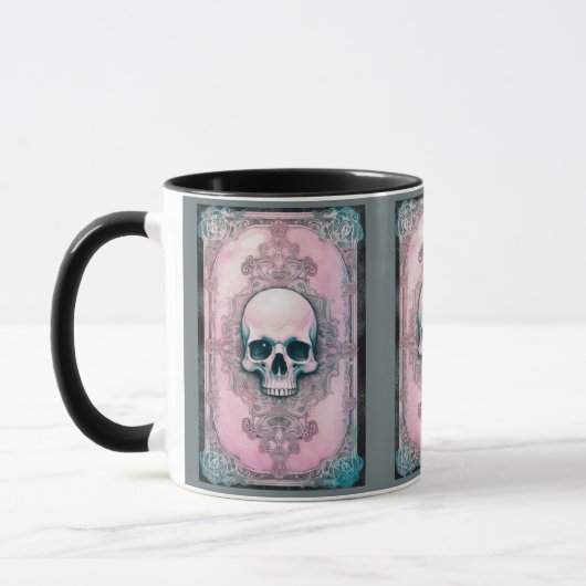 Creepy Skull Groen en Roze Halloween Mok (Links)