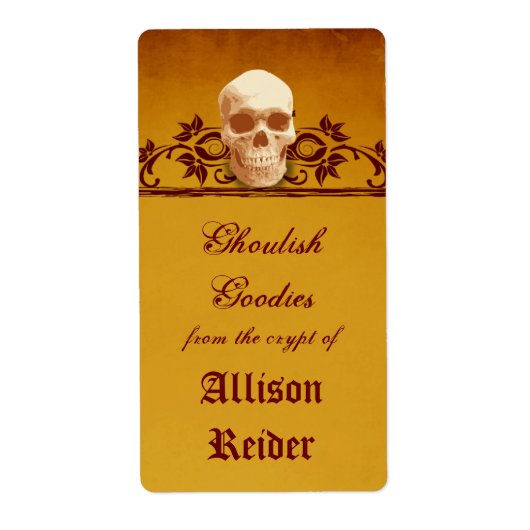 Creepy Skull Halloween Keuken Label (Voorkant)