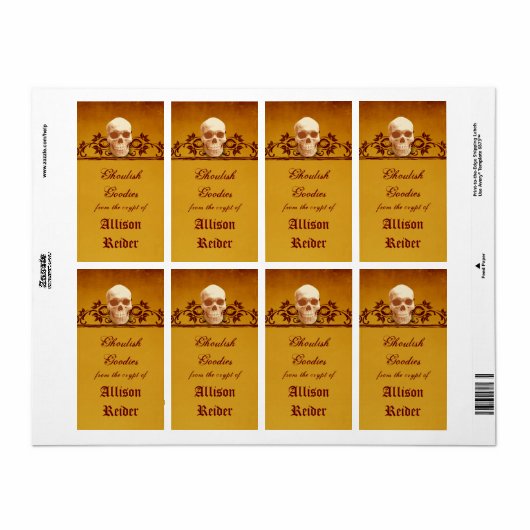 Creepy Skull Halloween Keuken Label (Full Sheet)