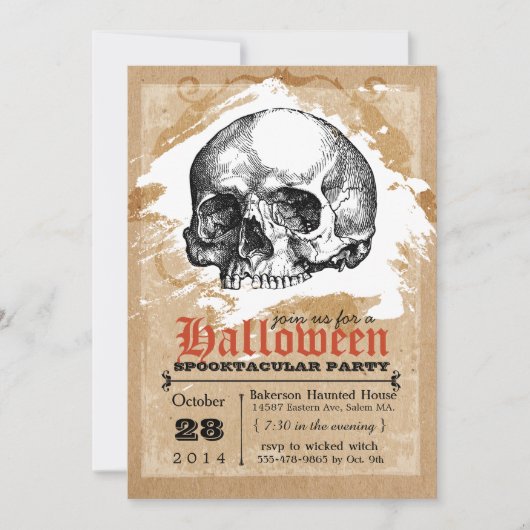 Creepy Skull Halloween Party-uitnodigingen Kaart (Voorkant)