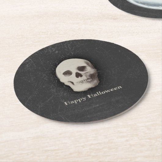Creepy Skull, Halloween Ronde Kartonnen Onderzetter (Gebogen)