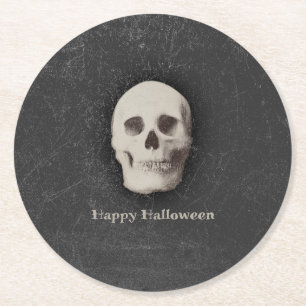 Creepy Skull, Halloween Ronde Kartonnen Onderzetter