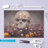 Creepy Skull in Flower Garden Decoupage Tissue Pap Tissuepapier (Craft)