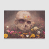 Creepy Skull in Flower Garden Decoupage Tissuepapier (Voorkant)