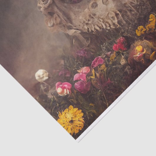 Creepy Skull in Flower Garden Decoupage Tissuepapier (Detail)