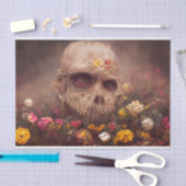 Creepy Skull in Flower Garden Decoupage Tissuepapier (Craft)