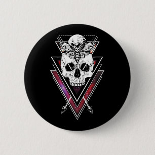 Creepy Skull Moon Moth Pastel Gothic Ronde Button 5,7 Cm