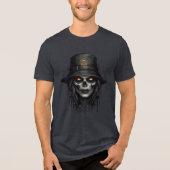 Creepy Skull Witch with Glowing Eyes Art Tri-Blend Shirt (Voorkant)