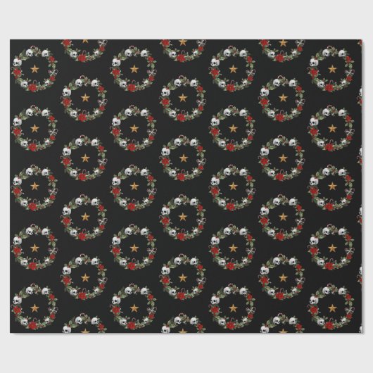 Creepy Skull Wreath Wrapping Papier (Vlak)