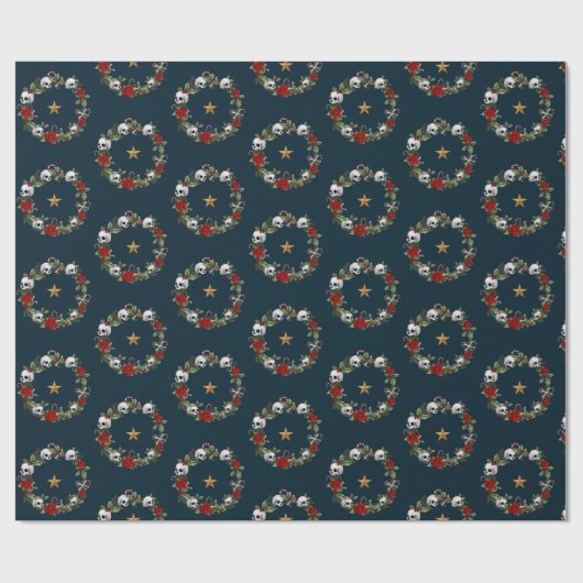 Creepy Skull Wreath Wrapping Papier (Vlak)