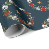 Creepy Skull Wreath Wrapping Papier (Rol Hoek)