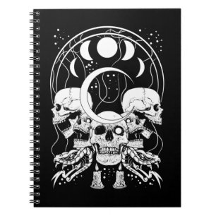 Creepy Skulls Crescent Gothic Moon Phases Snake Notitieboek
