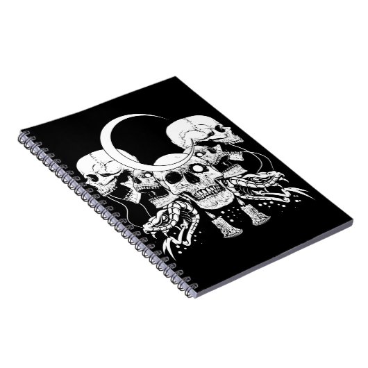 Creepy Skulls Crescent Gothic Moon Witchy Snake Notitieboek (Rechterzijde)