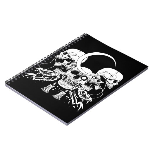Creepy Skulls Crescent Gothic Moon Witchy Snake Notitieboek (Linkerzijde)
