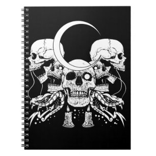 Creepy Skulls Crescent Gothic Moon Witchy Snake Notitieboek