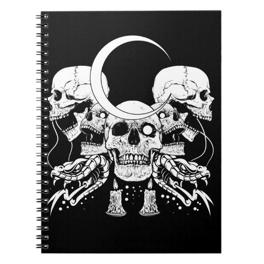 Creepy Skulls Crescent Gothic Moon Witchy Snake Notitieboek (Voorkant)