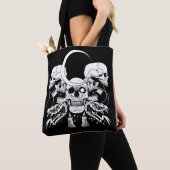 Creepy Skulls Crescent Gothic Moon Witchy Snake Tote Bag (Dichtbij)