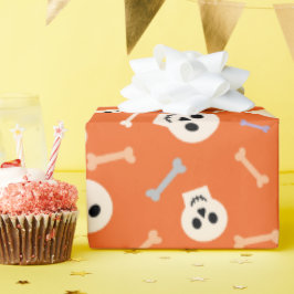 Creepy Skulls en Botten Oranje Halloween Gift Wrap Cadeaupapier