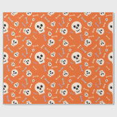 Creepy Skulls en Botten Oranje Halloween Gift Wrap Cadeaupapier (Vlak)