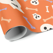 Creepy Skulls en Botten Oranje Halloween Gift Wrap Cadeaupapier (Rol Hoek)