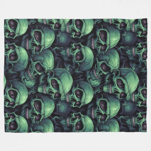 Creepy Skulls Halloween Fleece Deken (Voorkant (Horizontaal))